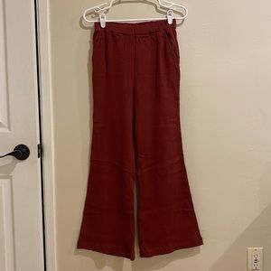 Free People Maroon Wide Leg Flare Pants — Size XS